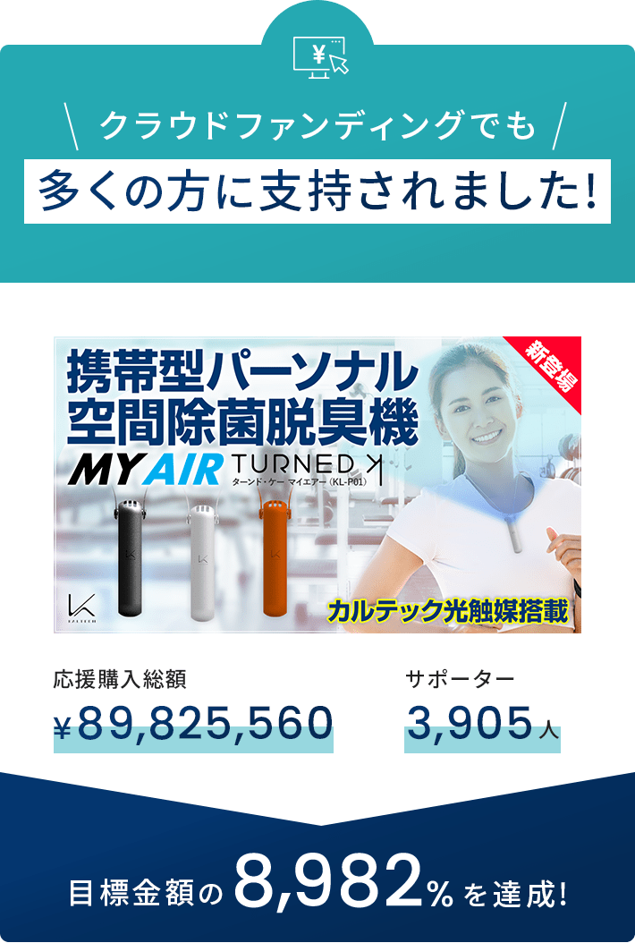 クラウドファンディングでも多くの方に支持されました! 応援購入総額¥89,825,560 サポーター3,905人 目標金額の8,982%を達成!